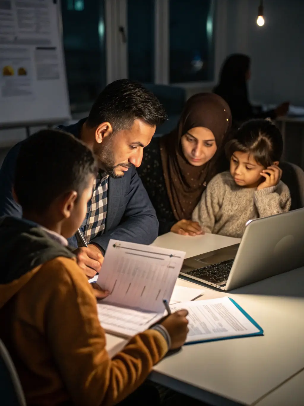 A professional immigration consultant reviewing documents with a client in a modern office setting, emphasizing personalized attention and expert guidance.