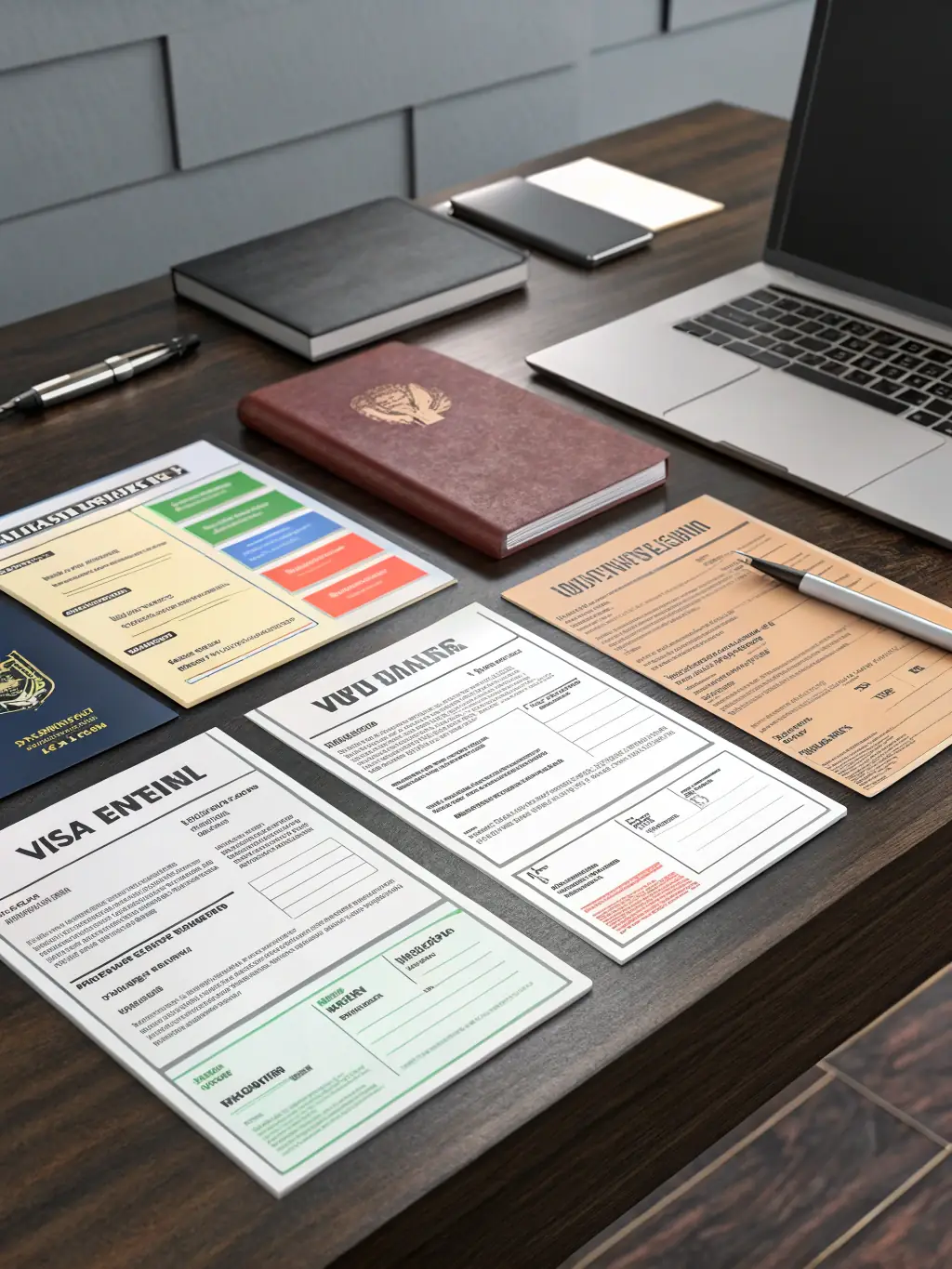 A meticulously organized file folder containing visa documents, highlighting the thoroughness and attention to detail in managing the application process.